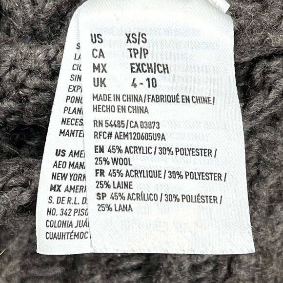 American Eagle Oversized Grey Cable Knit Cardigan Size XS - Picture 4 of 4